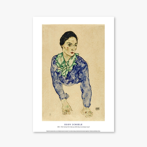 [명화포스터] Portrait Of A Woman With Blue And Green Scarf - 에곤 실레 017