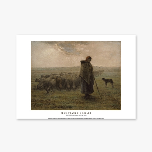 [명화포스터] Shepherdess with her Flock  - 장 프랑수아 밀레 001
