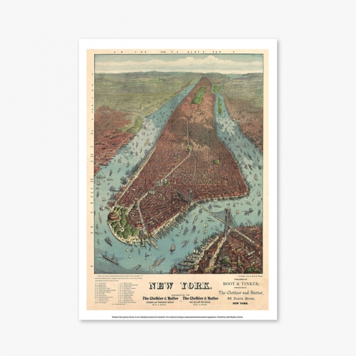 [빈티지아트포스터] 19th century old map NEW YORK - 045
