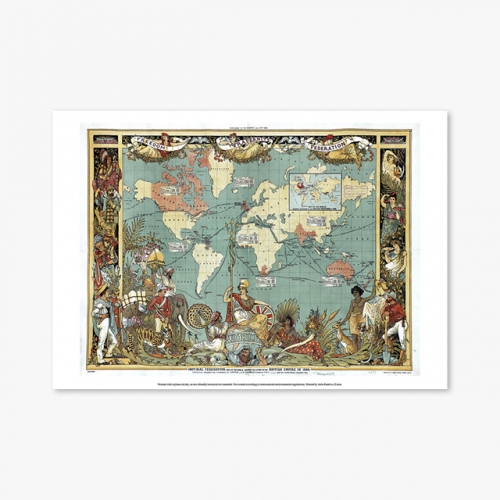 [빈티지아트포스터] 19th century world map - 093