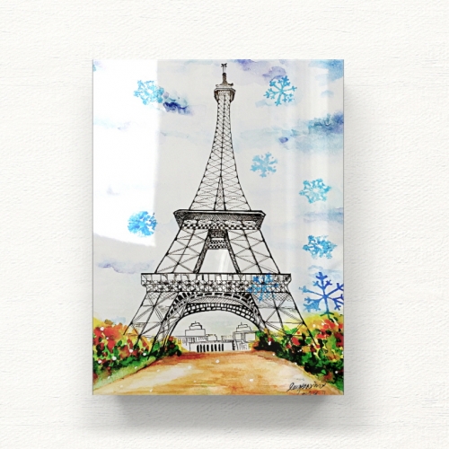 눈 내리는 에펠탑 아크릴 일러스트 그림액자by이그린(271099)