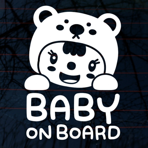 자동차스티커_뽀모 곰 baby on board