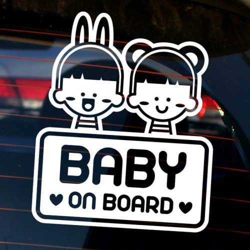 자동차스티커_루루와 미미 baby on board