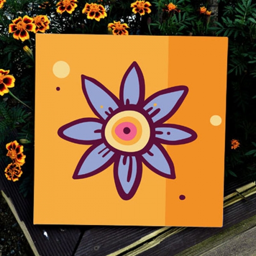 CAS363 꽃들의 향연2-주황배경 캔버스 인테리어 액자